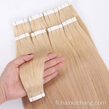 Extension de cheveux naturels en gros des vendeurs humains ruban vierge aligné la cuticule dans les extensions de cheveux Remy Hair Extension Ruban